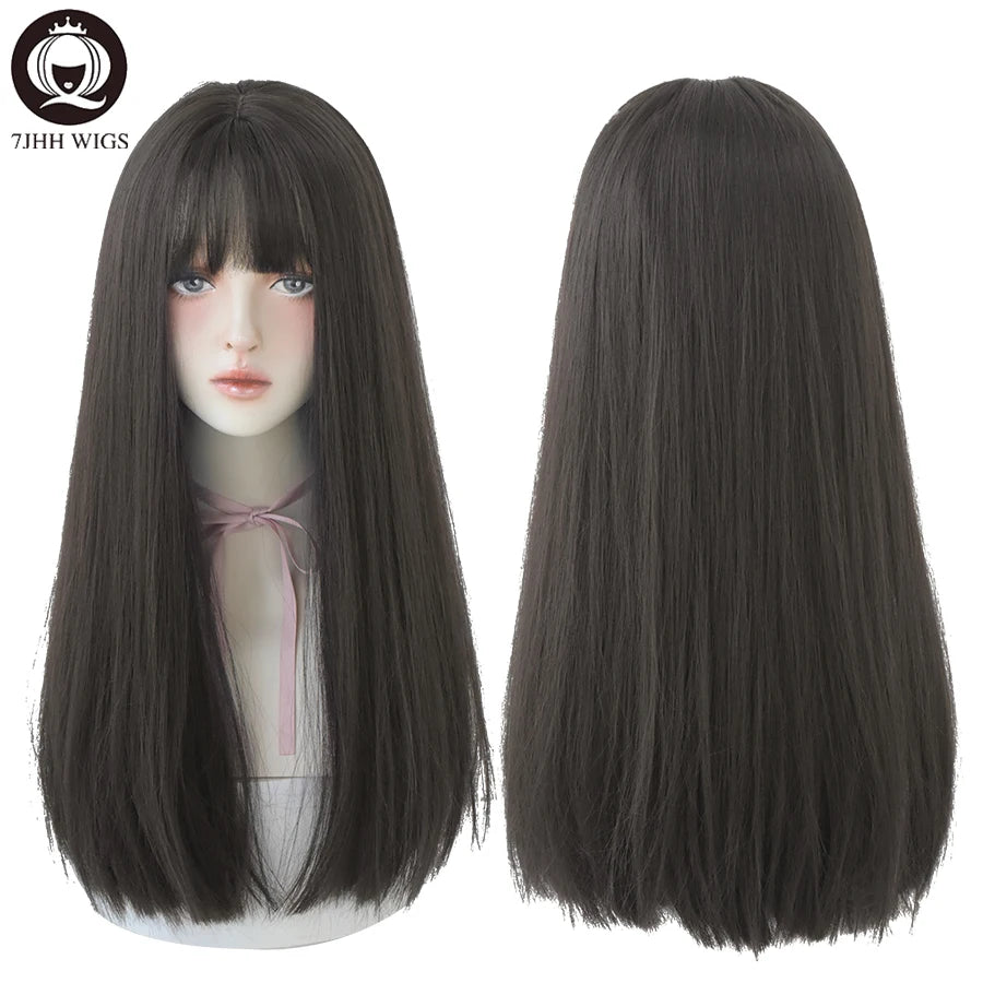 Long Straight Synthetic Light Brown Wigs