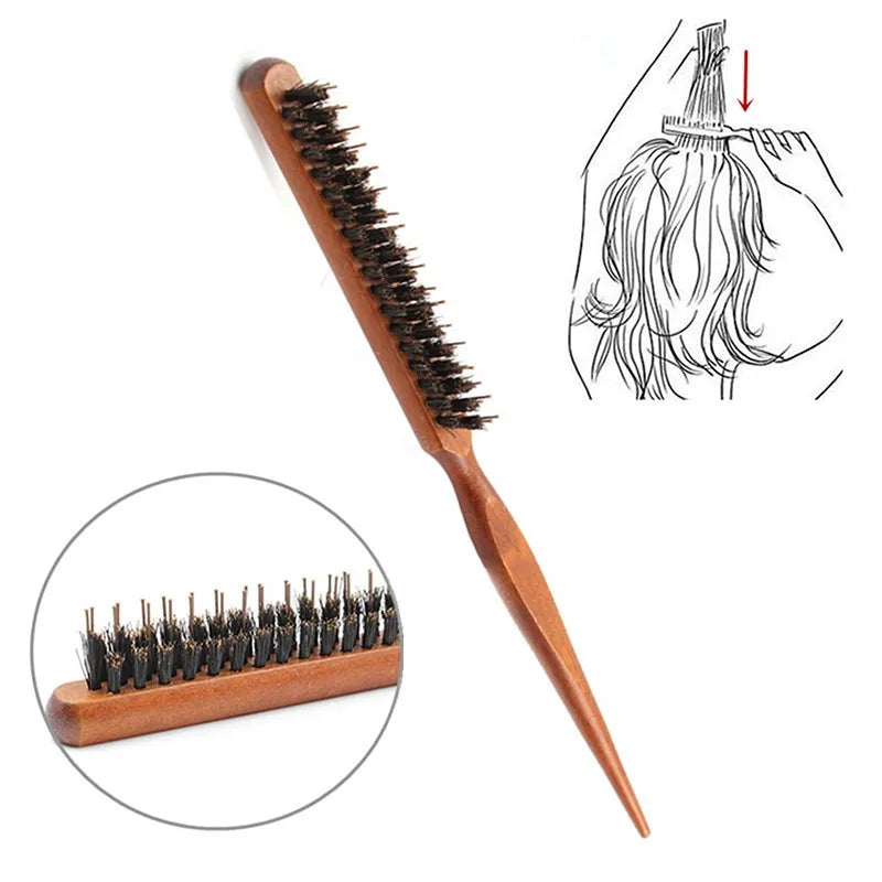 1pc Barber Pig Bristles Hair Comb