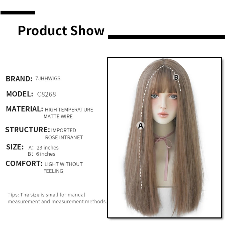 Long Straight Synthetic Light Brown Wigs