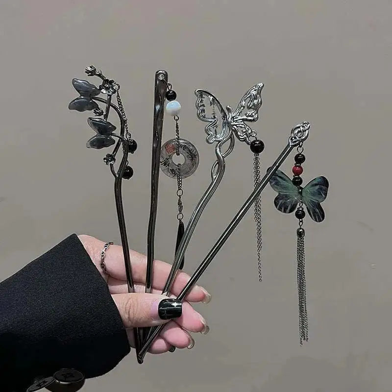 New Chinese Style Butterfly Flower Tassel Hair Stick