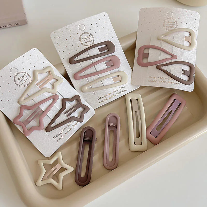Coffee Color Geometric Stars Ornament Hair Clips