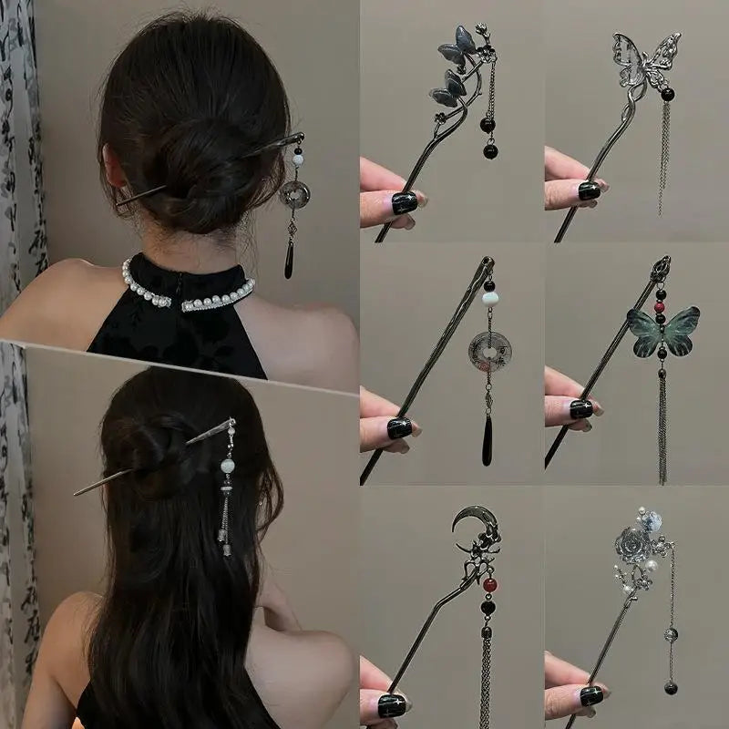 New Chinese Style Butterfly Flower Tassel Hair Stick
