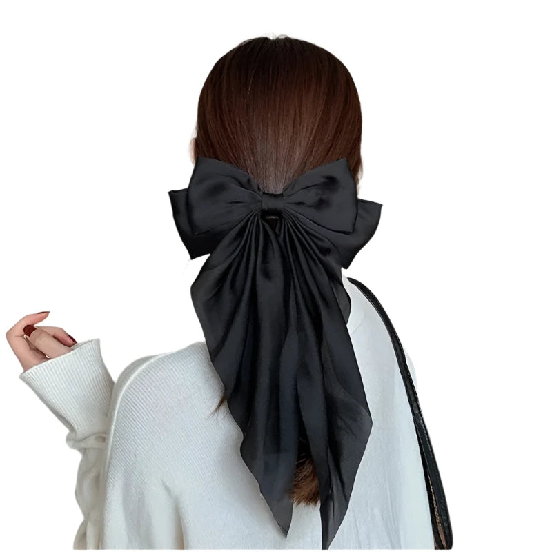 11 Solid Color Satin Ribbon Big Bows Hairpin