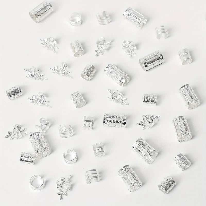 40pcs Dreadlock Hair Rings Adjustable Cuffs Clip