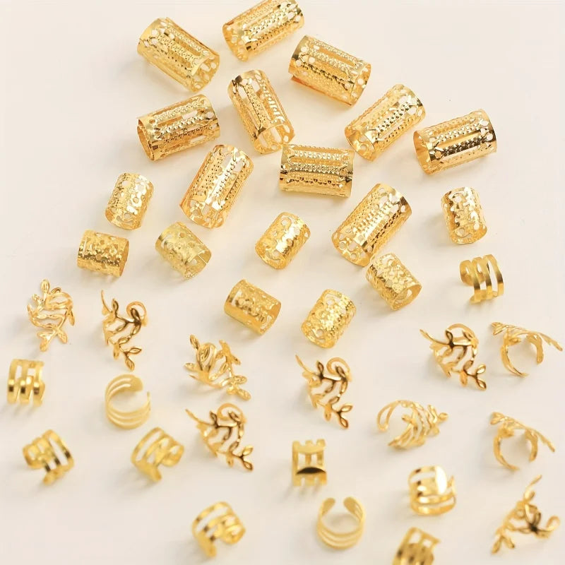 40pcs Dreadlock Hair Rings Adjustable Cuffs Clip