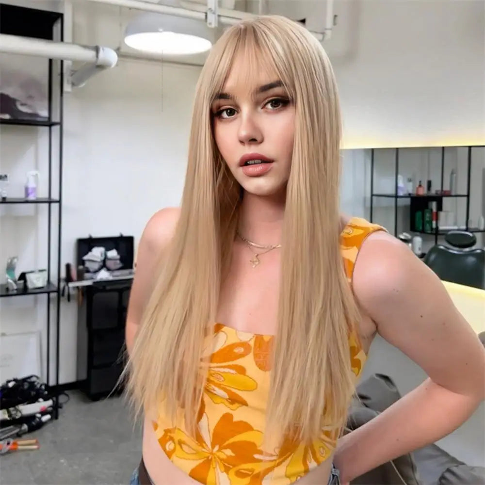 Beige Hair Long Straight Wig