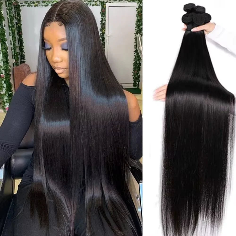 Natural Color Brazilian Human Hair Straight Bundles