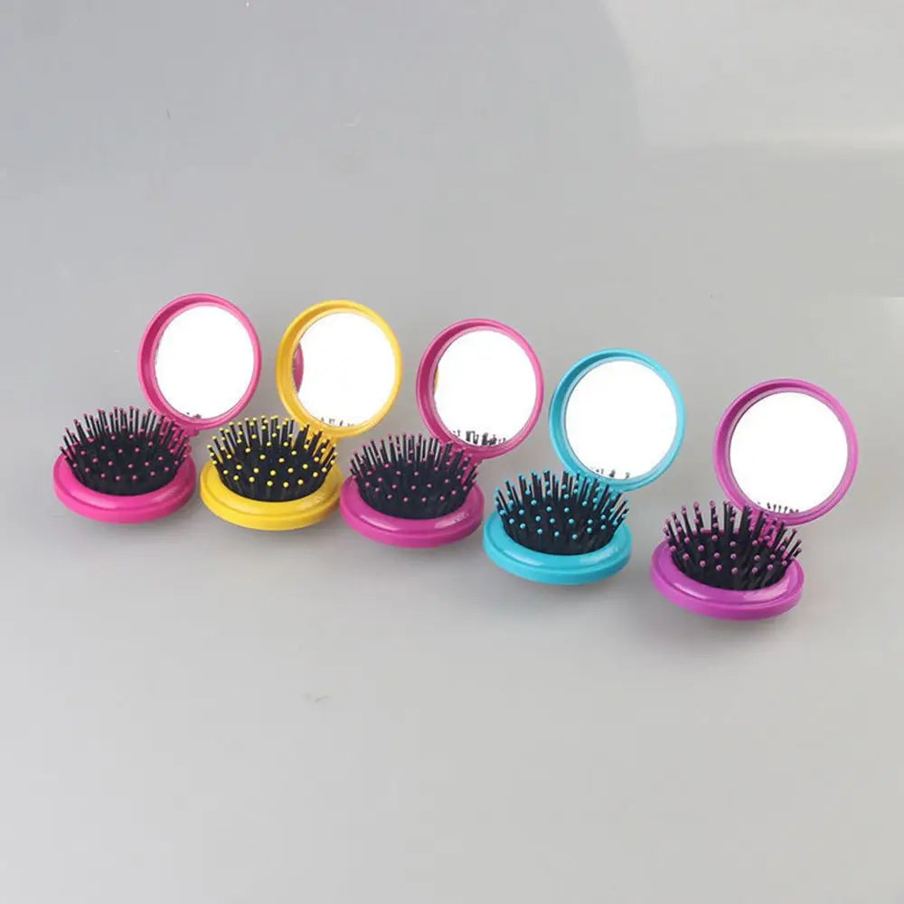 Folding Hair Brush With Mirror