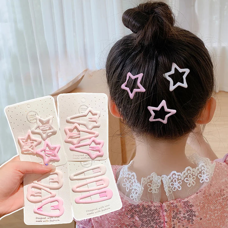 Geometric Stars Ornament Pink Hair Clips