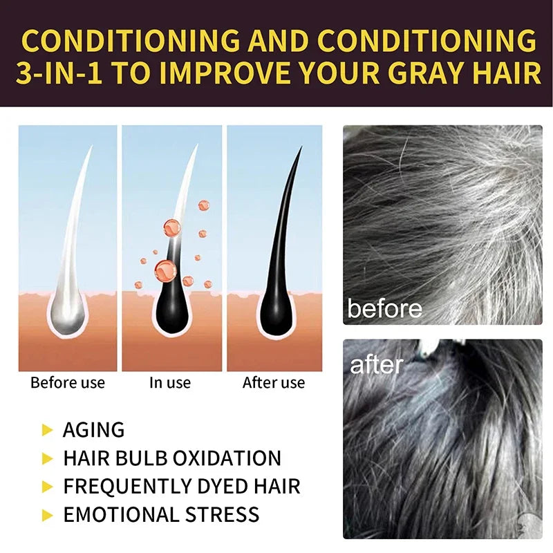 100ml Natural Herbal Hair Dye Shampoo 3 in 1