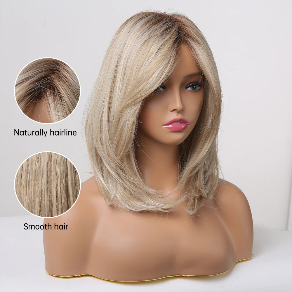 Layered Synthetic Wigs with Bangs
