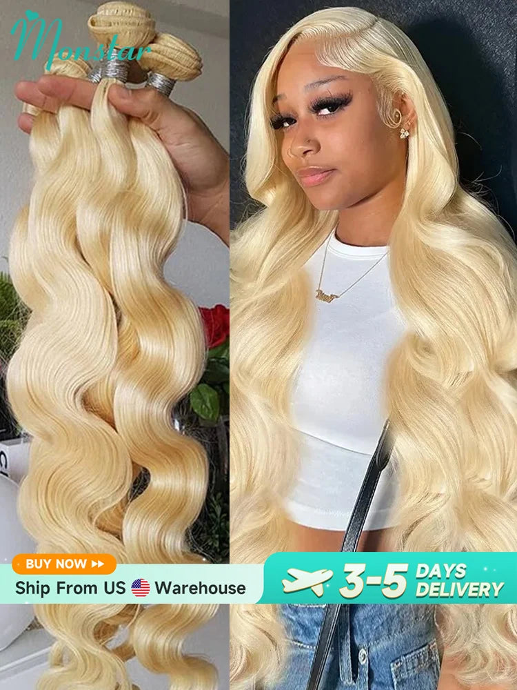 1/3/4 613 Blonde Hair Extension Brazilian Hair Weave Bundles