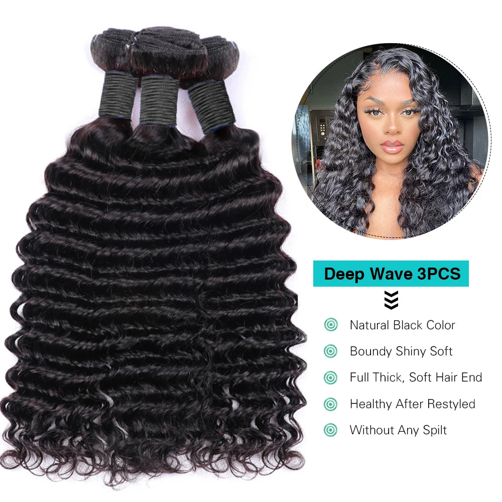 Deep Wave Remy Human Hair Bundles