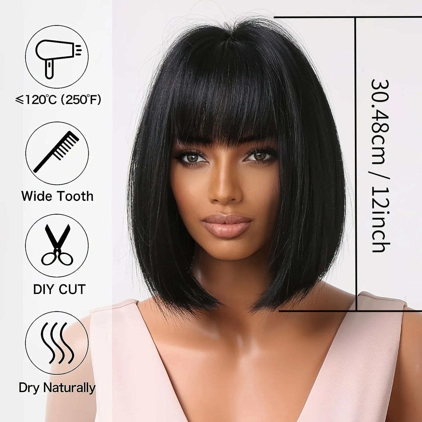 Synthetic Bob Wig With Bangs