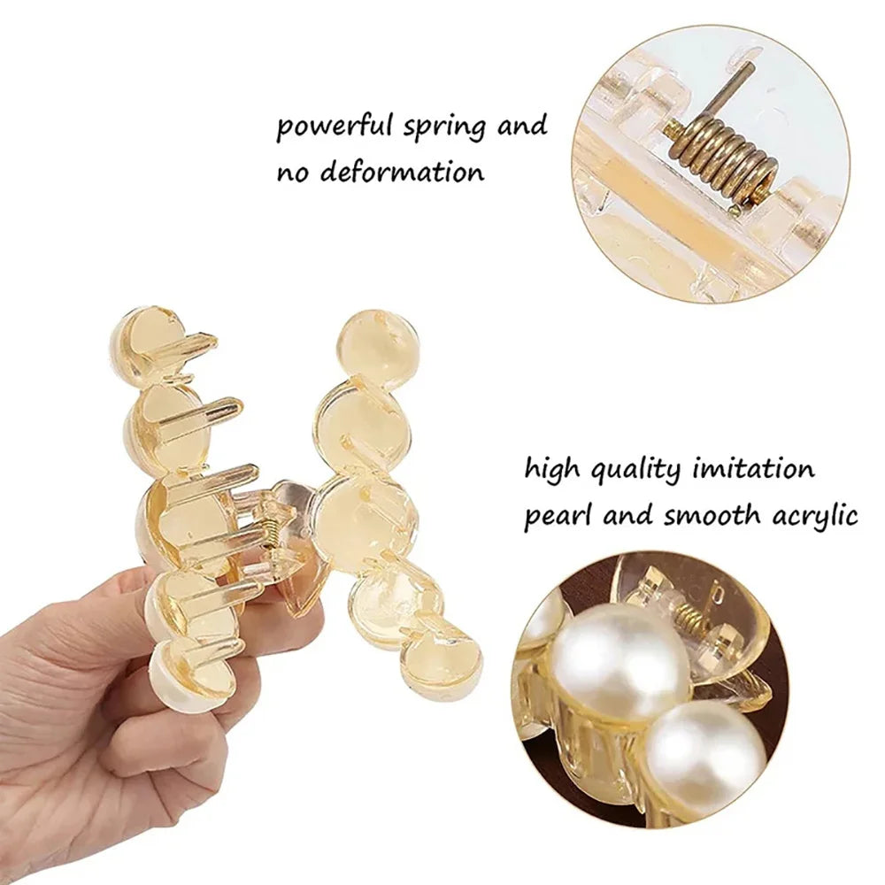 Shiny Rhinestone Crystal Pearl Hair Claw Clips