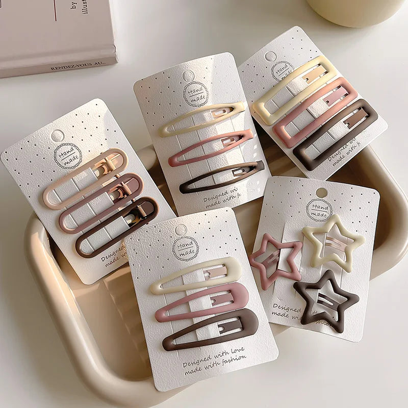 Coffee Color Geometric Stars Ornament Hair Clips