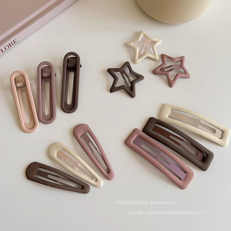 Coffee Color Geometric Stars Ornament Hair Clips