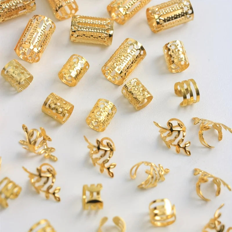 40pcs Dreadlock Hair Rings Adjustable Cuffs Clip