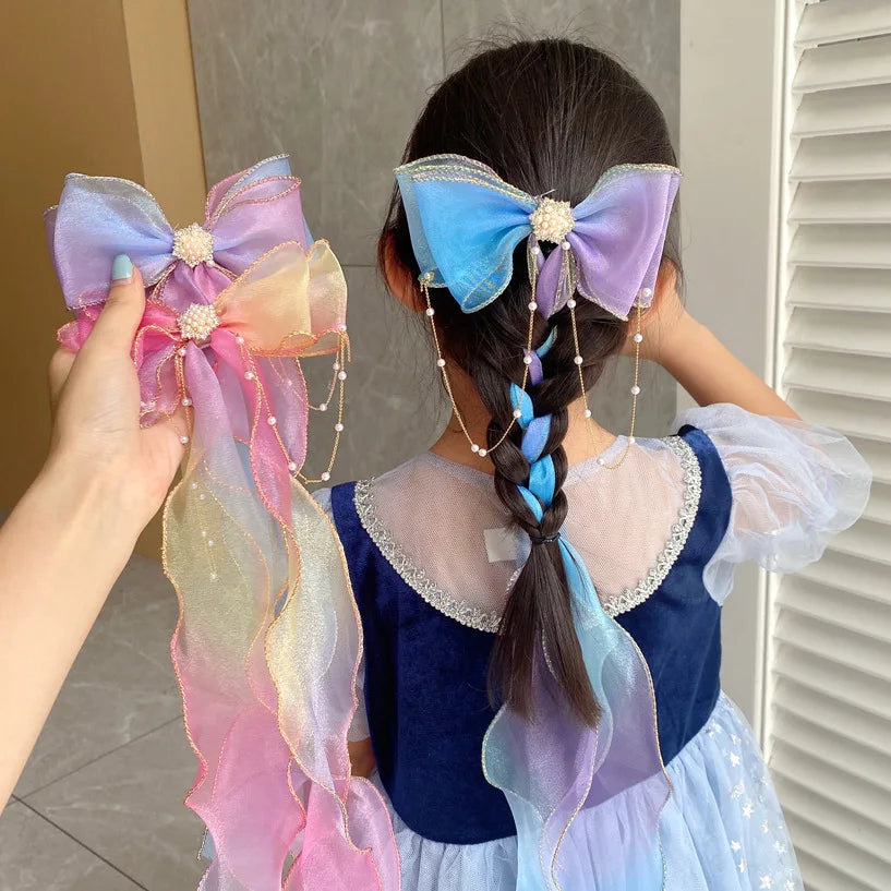 Colorful Chiffon Bow Ribbon Hair Clips