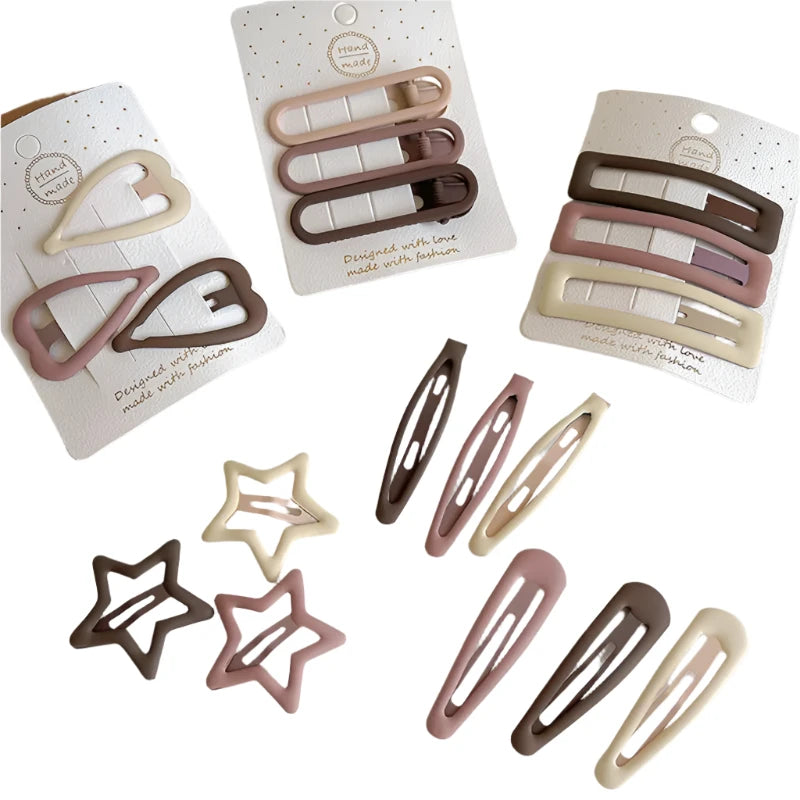 Coffee Color Geometric Stars Ornament Hair Clips