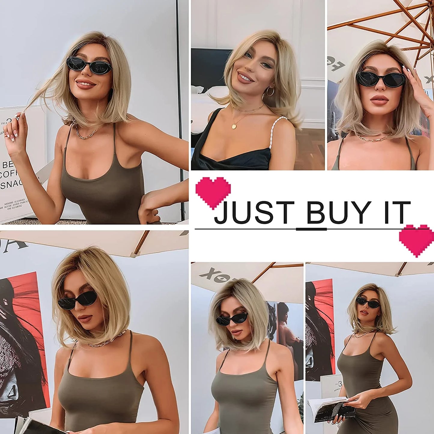 Layered Synthetic Wigs with Bangs