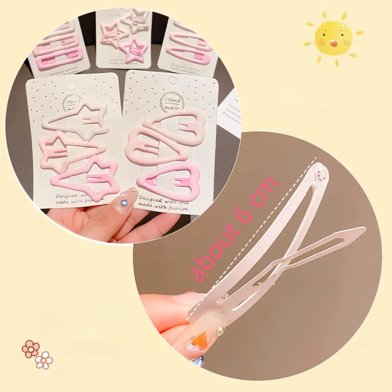 Geometric Stars Ornament Pink Hair Clips