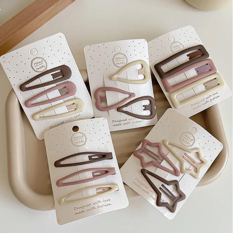 Coffee Color Geometric Stars Ornament Hair Clips