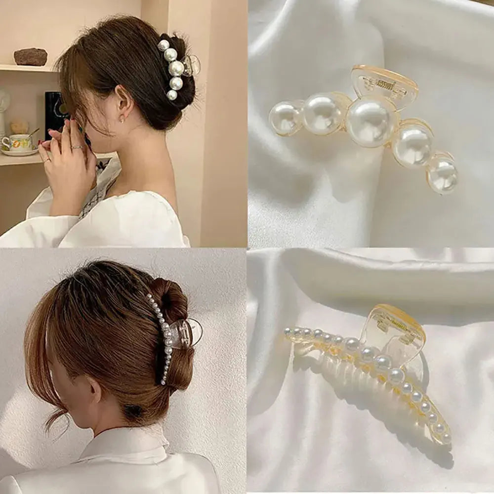 Shiny Rhinestone Crystal Pearl Hair Claw Clips