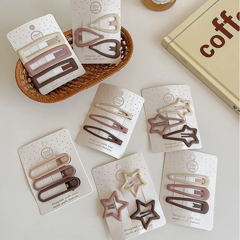 Coffee Color Geometric Stars Ornament Hair Clips