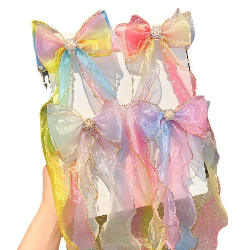 Colorful Chiffon Bow Ribbon Hair Clips