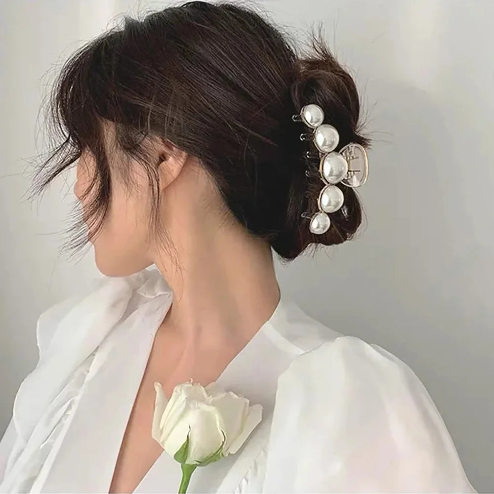 Shiny Rhinestone Crystal Pearl Hair Claw Clips