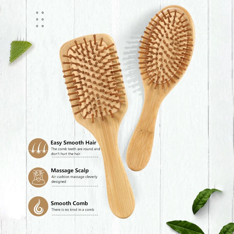 Bamboo Wooden Hair Brush Massage Comb