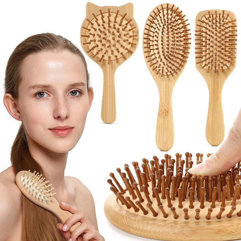 Bamboo Wooden Hair Brush Massage Comb