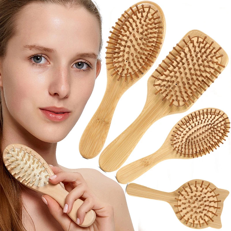 Bamboo Wooden Hair Brush Massage Comb