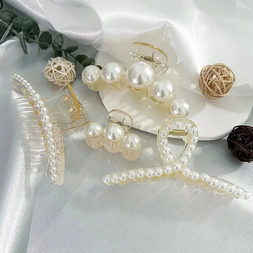 Shiny Rhinestone Crystal Pearl Hair Claw Clips