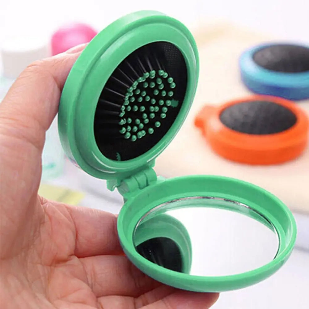 Folding Hair Brush With Mirror