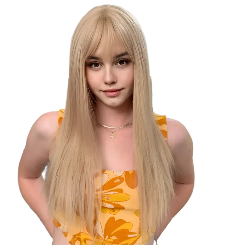 Beige Hair Long Straight Wig