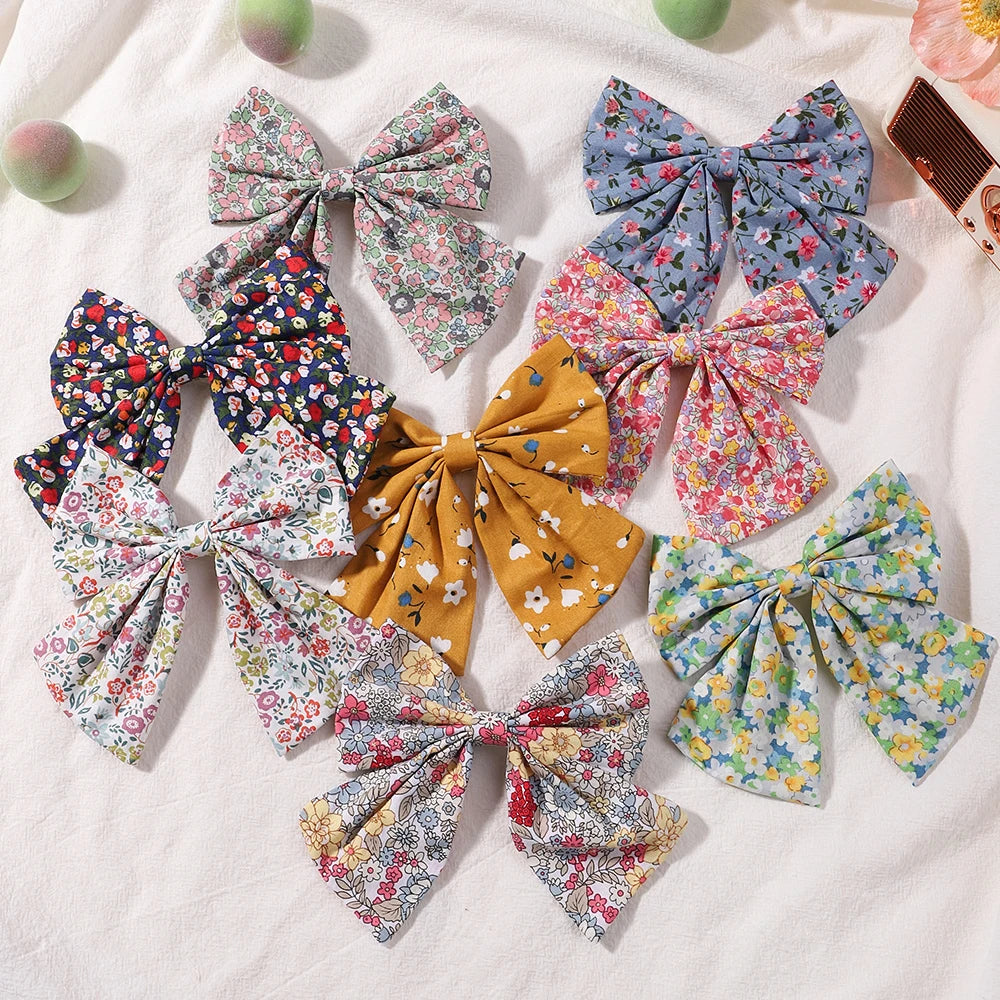 2Pcs/set Women Sweet Print Bows Hair Clips